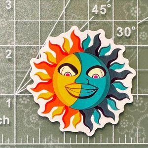 🌞🌙 **Sun and Moon Waterproof Vinyl Sticker** 🌞🌙